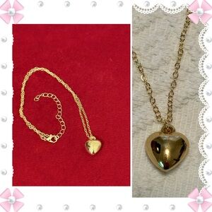 Necklace - 1/2” chunky heart charm - 18-20”L - gold tone - New! BOGO offer ⬇️